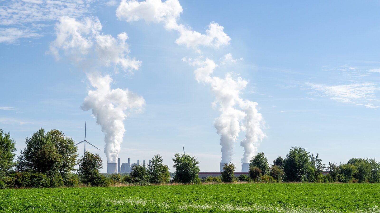 a field with smoke coming out of it